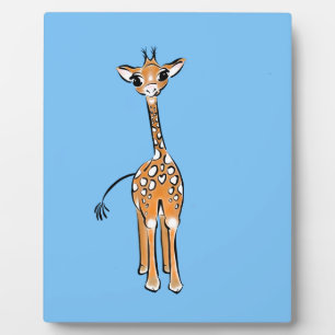Schattigee Giraffe tekenen safaridieren blauw Fotoplaat