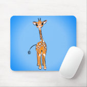 Schattigee Giraffe tekenen safaridieren blauw Muismat (Met muis)