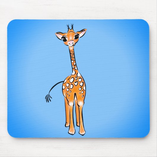 Schattigee Giraffe tekenen safaridieren blauw Muismat (Voorkant)