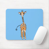 Schattigee Giraffe tekenen safaridieren blauw Muismat (Met muis)