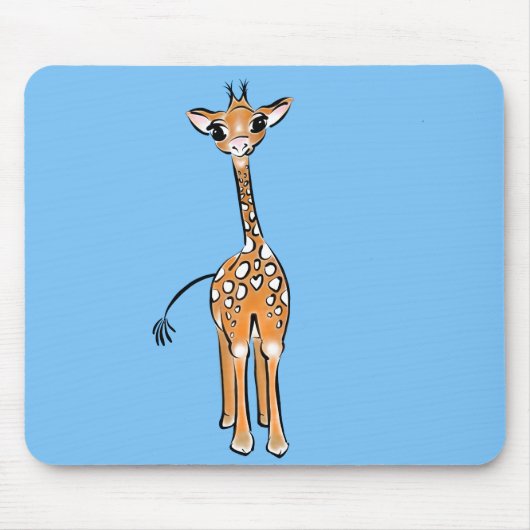 Schattigee Giraffe tekenen safaridieren blauw Muismat (Voorkant)