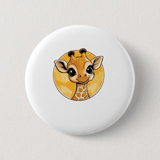 Schattigee Giraffe Tekening Cartoon Stijl Ronde Button 5,7 Cm (Voorkant)