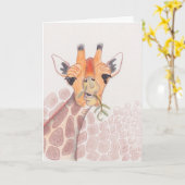 Schattigee Giraffe tekening Kaart (Gele Bloem)