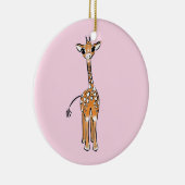 Schattigee giraffe tekening roze keramisch ornament (Rechts)