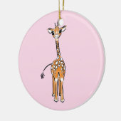 Schattigee giraffe tekening roze keramisch ornament (Links)