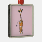 Schattigee giraffe tekening roze metalen ornament (Rechts)