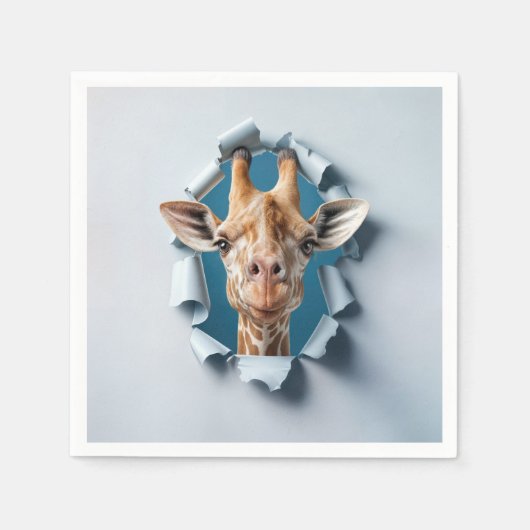 Schattigee Giraffe uit een papiergat Servet (Voorkant)
