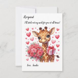 Schattigee giraffe Valentijnsdag kaart Notitiekaartje