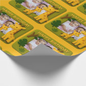 Schattigee Giraffe Verjaardag Foto  Cadeaupapier (Hoek)