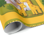 Schattigee Giraffe Verjaardag Foto  Cadeaupapier (Rol Hoek)
