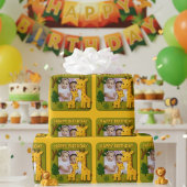 Schattigee Giraffe Verjaardag Foto  Cadeaupapier