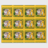 Schattigee Giraffe Verjaardag Foto  Cadeaupapier (Vlak)