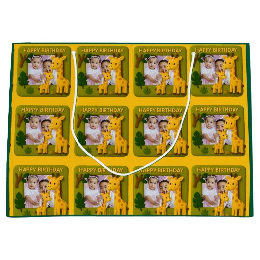 Schattigee Giraffe Verjaardag Foto  Groot Cadeauzakje (Voorkant)