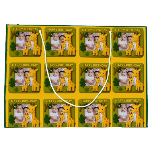 Schattigee Giraffe Verjaardag Foto  Groot Cadeauzakje (Achterkant)
