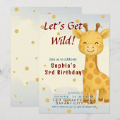 Schattigee Giraffe verjaardagsfeestje uitnodiging  (Voorkant / Achterkant)