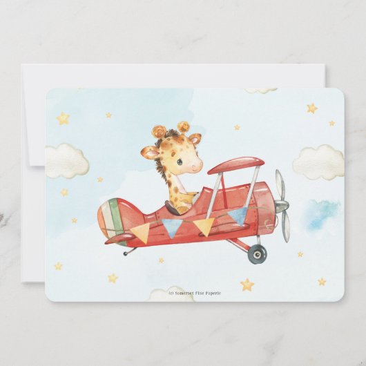 Schattigee Giraffe vliegt avontuur Verjaardagsfoto Kaart (Achterkant)