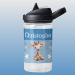 Schattigee giraffe Voeg naam toe met sterren kinde Waterfles<br><div class="desc">CamelBak Eddy® waterfles voor kinderen. Personaliseer met een naam. Deze waterfles is voorzien van een schattige giraffe met sterren in de kleuren blauw en wit.</div>