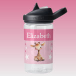 Schattigee giraffe Voeg naam toe met sterren kinde Waterfles<br><div class="desc">CamelBak Eddy® waterfles voor kinderen. Personaliseer met een naam. Deze waterfles is voorzien van een schattige giraffe met sterren in de kleuren roze en wit.</div>