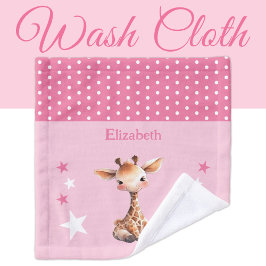 Schattigee giraffe Voeg naam toe Polka dots Stars  Washandje