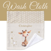 Schattigee giraffe Voeg naam toe Polka dots Stars Washandje