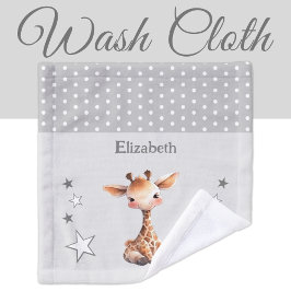 Schattigee giraffe Voeg naam toe Polka dots Stars  Washandje