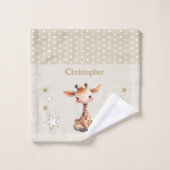 Schattigee giraffe Voeg naam toe Polka dots Stars  Washandje (Wasdoekje)