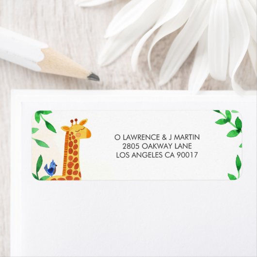 Schattigee Giraffe Vogelgroen Etiket (Insitu)