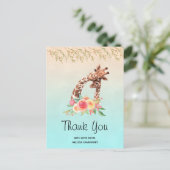 Schattigee Giraffe Waterverf Dank u Briefkaart (Staand voorkant)