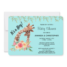 Schattigee Giraffe Waterverf Het is een jongen! Ba