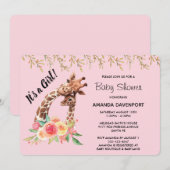 Schattigee Giraffe Waterverf Het is een meisje! Ba Kaart (Voorkant / Achterkant)