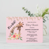 Schattigee Giraffe Waterverf Het is een meisje! Ba Kaart (Staand voorkant)