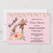 Schattigee Giraffe Waterverf Het is een meisje! Ba Kaart (Voorkant)