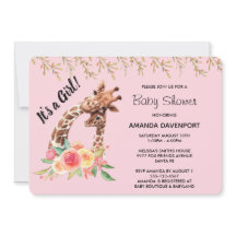 Schattigee Giraffe Waterverf Het is een meisje! Ba