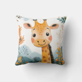Schattigee Giraffe Waterverf Kinder Illustratie Kw Kussen (Achterkant)