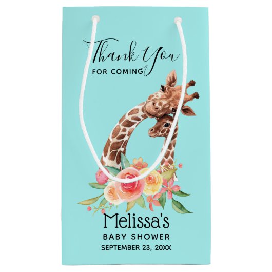 Schattigee Giraffe Waterverf mam & baby jongen dan Klein Cadeauzakje (Achterkant)