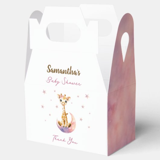 Schattigee Giraffe Waterverf Meisje Baby shower Fa Bedankdoosjes (Geopend)