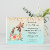 Schattigee Giraffe Waterverf Moeder & Baby Baby sh Kaart (Staand voorkant)