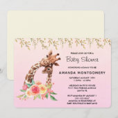 Schattigee Giraffe Waterverf Moeder & Baby Baby sh Kaart (Voorkant / Achterkant)