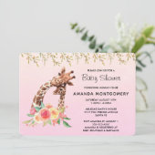 Schattigee Giraffe Waterverf Moeder & Baby Baby sh Kaart (Staand voorkant)