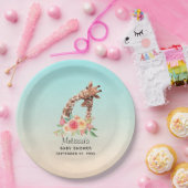 Schattigee Giraffe Waterverf Moeder & Baby Baby sh Papieren Bordje (Feest)