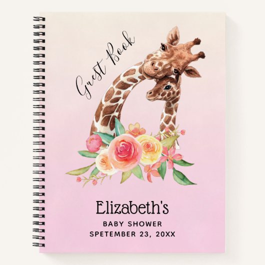 Schattigee Giraffe Waterverf Moeder & Baby Gastenb Notitieboek (Voorkant)