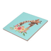 Schattigee Giraffe Waterverf Moeder & Baby Keramis Tegeltje (Zijkant)