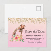 Schattigee Giraffe Waterverf Moeder & Baby Save th Uitnodiging Briefkaart (Voorkant / Achterkant)