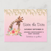 Schattigee Giraffe Waterverf Moeder & Baby Save th Uitnodiging Briefkaart (Voorkant)