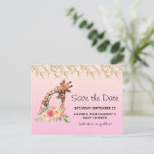 Schattigee Giraffe Waterverf Moeder & Baby Save th Uitnodiging Briefkaart (Staand voorkant)