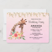 Schattigee Giraffe Waterverf Moeder & Baby Verjaar Kaart (Voorkant)