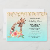 Schattigee Giraffe Waterverf Moeder & Baby Verjaar Kaart (Voorkant)