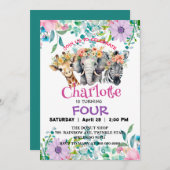 Schattigee Giraffe Zebra oerwoud Dieren Verjaardag Kaart (Voorkant / Achterkant)