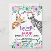 Schattigee Giraffe Zebra oerwoud Dieren Verjaardag Kaart (Voorkant)