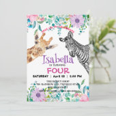 Schattigee Giraffe Zebra oerwoud Dieren Verjaardag Kaart (Staand voorkant)